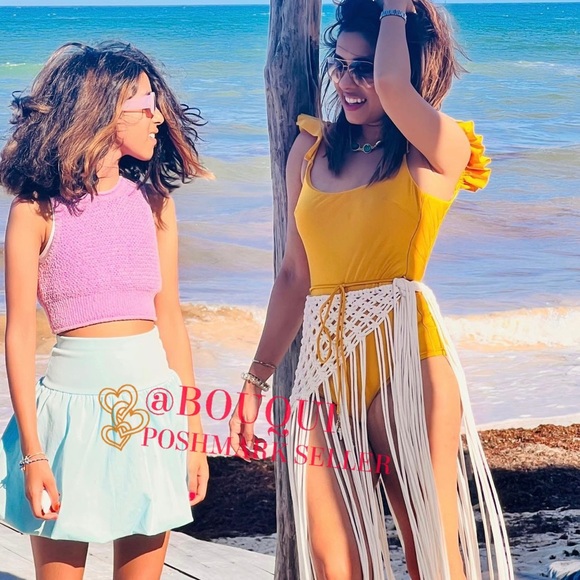 BLOGGERS FAV ZARA CROCHETED PAREO FRINGE SKIRT - Picture 6 of 14